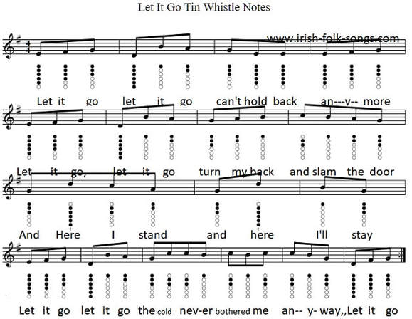 Let It Go Tin Whistle Notes From Frozen Irish Folk Songs