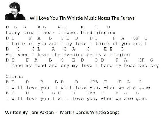 I Will Love Lyrics Chords And Tin Whistle Music - Irish folk songs