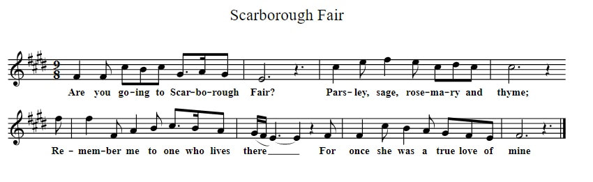 Scarborough Fair tabs for Tin Whistle  Tin whistle, Whistle, Flute sheet  music
