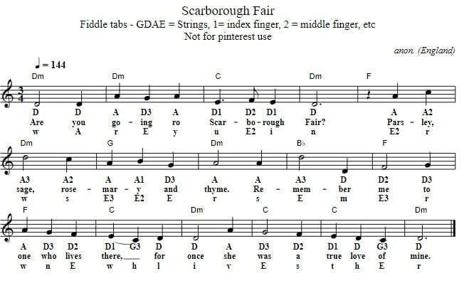 Scarborough Fair tabs for Tin Whistle  Tin whistle, Whistle, Flute sheet  music