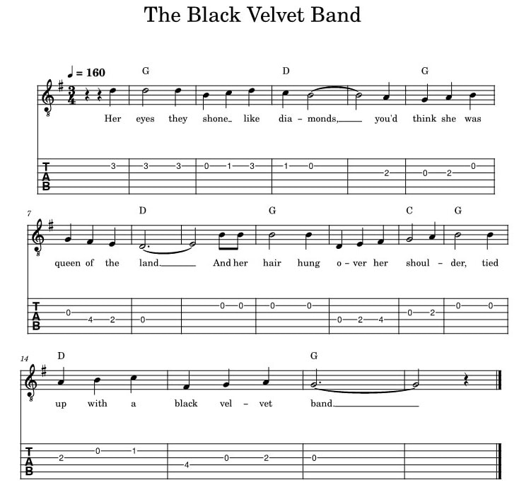 black velvet guitar chords